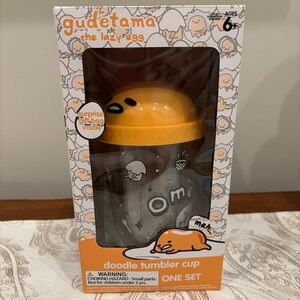 Sanrio GUDETAMA THE LAZY EGG Doodle Tumbler Cup w/ Straw Age 6+ Surprise Gift